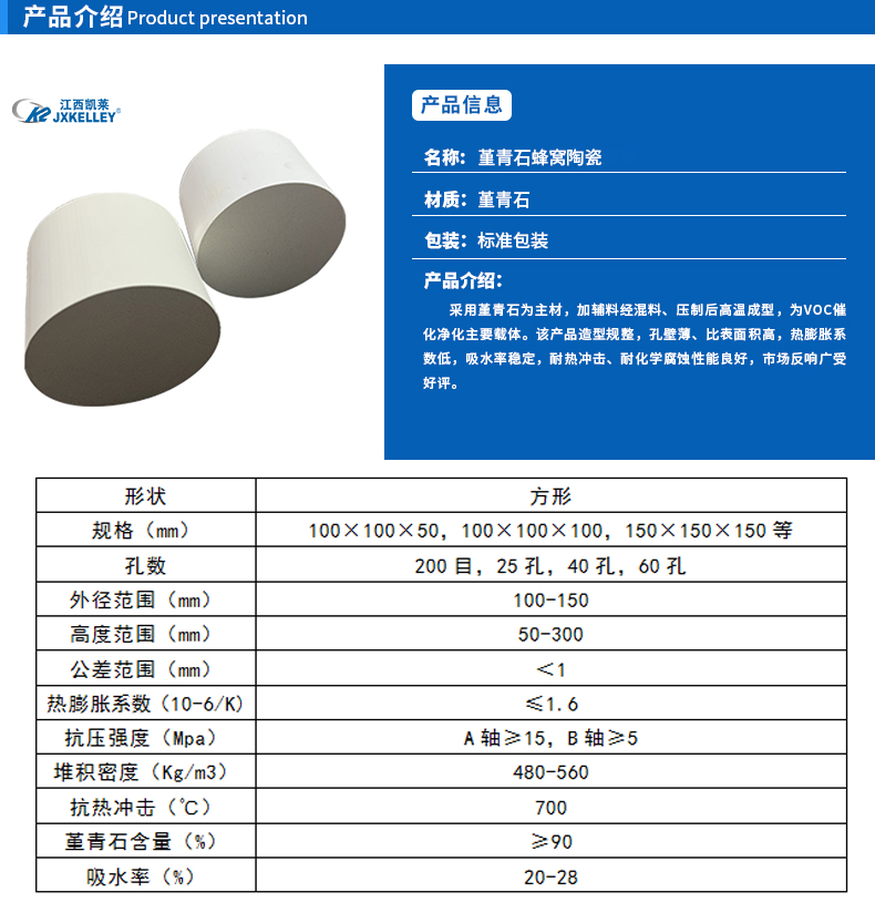 堇青石蜂窝陶瓷蓄热体